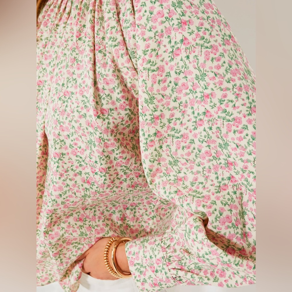 English Factory Pink Ditsy Floral Long Sleeve Maxine Blouse